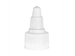 20-410 White Ribbed Twist Open Top PP Plastic Dispensing Bottle Cap-.118 in. Orifice-Gasket