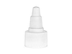 20-410 White Ribbed Twist Open Top PP Plastic Dispensing Bottle Cap W/ .113 in. Orifice (Surplus)
