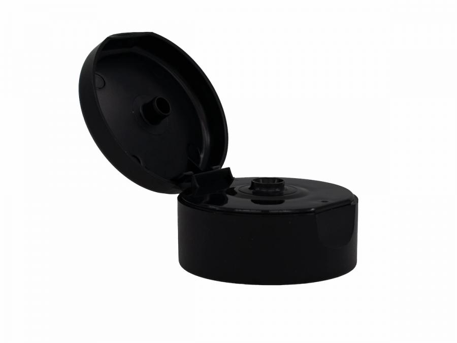 22-400 Black Matte Flip Top PP Plastic Bottle Cap-.244 in. Orif.-1.78 in. Dia-HS Liner