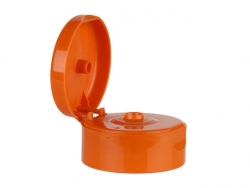 22-400 Orange Burnt Dispensing Flip Top PP Plastic Bottle Cap w/ .250 in. Orifice & 2 in. Diameter (Surplus)