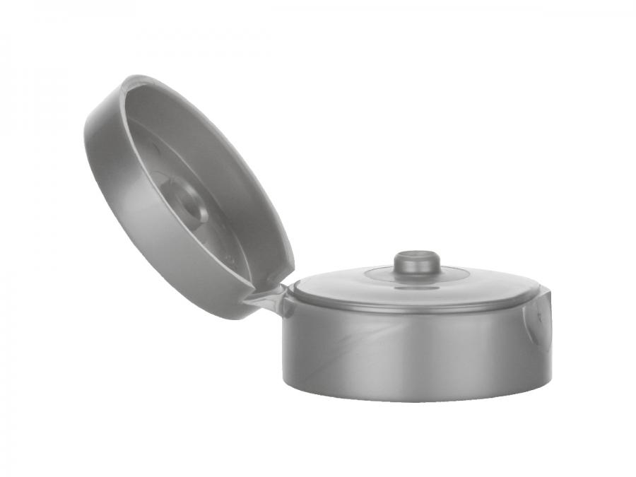 22-400 Silver Smooth Dispensing Flip Top Bottle Cap-.250 in. Orifice & 1 7/8 in. Diameter (Surplus)