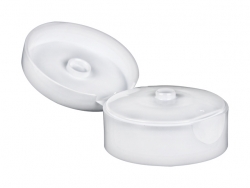 22-400 White Dispensing Flip Top PP Plastic Bottle Cap-.250 in. Orif.-1 7/8 in. Diameter (Stock)