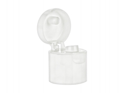 22-415 White Smooth Flip Top Dispensing PP Plastic Bottle Cap w/.307 in. Orifice, HS Liner & Pour Spout