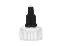 24-400 White-Black Ribbed Twist Open Dispensing PP Plastic Bottle Cap-HS Liner-Gasket
