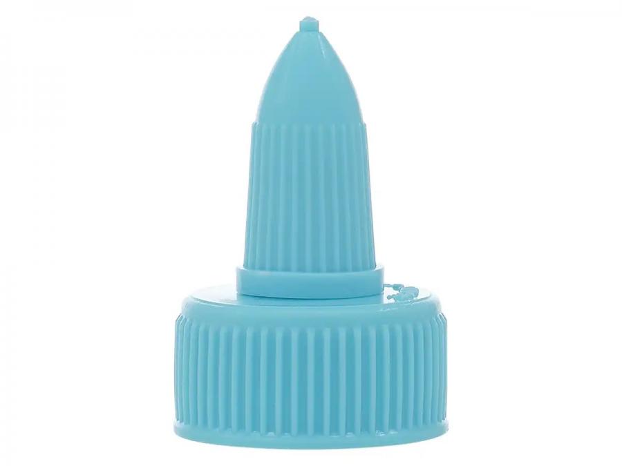 24-410 Blue Skies Ribbed PP Plastic Dispensing Twist Bottle Cap-.086 in orif. (MRP)