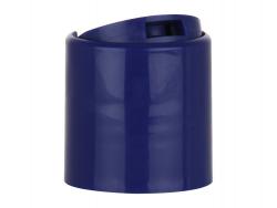 24-410 Blue Dark Smooth PP Plastic Dispensing Disc Top D Style Bottle Cap-.320 in orif (Seaquist)