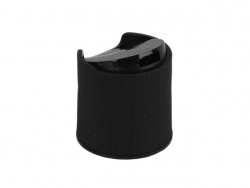 24-410 Black Ribbed Disc Top Dispensing Bottle Cap w/ .312 Orifice (Stull) (Stock Item)
