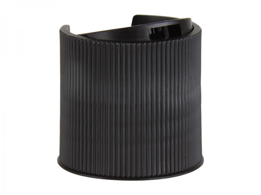 24-410 Black Ribbed Disc Top Dispensing Bottle Cap-.312 Orifice-MPCH