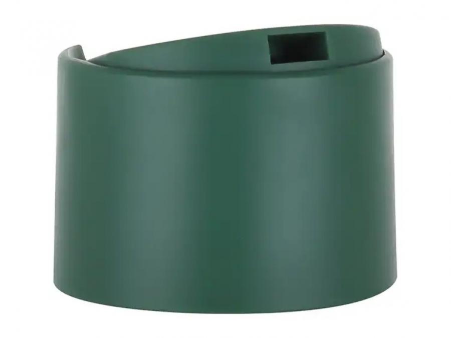 24-410 Green Matte PP Plastic Symm Wide Disc Top Cap-.360 in. Orif-1 7/8 in. Wide