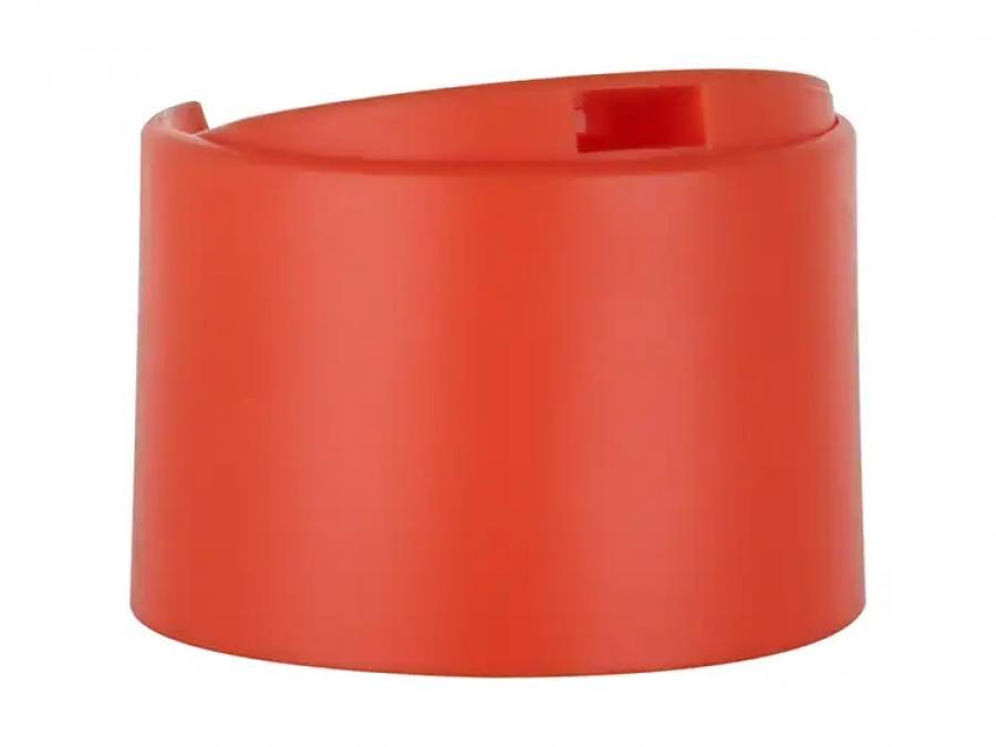 24-410 Orange Matte PP Plastic Symm Wide Disc Top Cap-.360 in. Orif-1 7/8 in. Wide