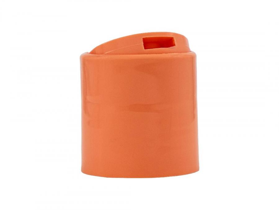 24-410 Peach Smooth PP D Style Plastic Disc Top Dispensing Bottle Cap-.313 in. Orif