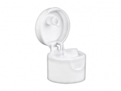 24-410 White Smooth Dispensing Bottle Flip Top Cap W/ .250 in. Orifice