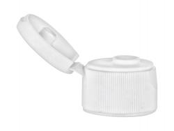 24-410 White Dispensing PP Plastic Ribbed Flip Top Bottle Cap W/ .250 in. Orifice (Seaquist-Aptar)