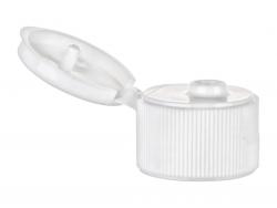24-410 White Ribbed PP Plastic Flip Top Bottle Cap-.112 in. Orifice-MPCH