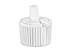 24-410 White Ribbed Turret PP Plastic Dispensing Bottle Cap-.115 in. Orifice