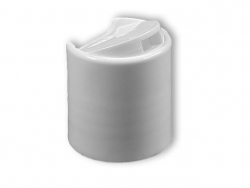24-410 White Smooth Dispensing Disc Top PP Plastic Bottle Cap w/ .310 in. Orifice (Seaquist)