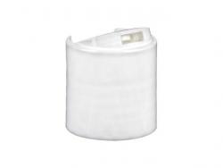 24-410 White Smooth Dispensing PP Disc Top F Style Bottle Cap-.310 in. Orifice-PS Liner (Seaquist) (Stock)