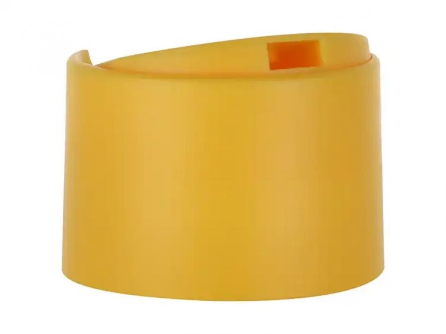 24-410 Yellow Matte PP Plastic Symm Wide Disc Top Cap-.360 in. Orif-1 7/8 in. Wide