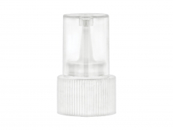 24-410 White Ribbed Dispensing PP Plastic Bottle Cap with Cone Tip-051 in. Orifice-HS Liner-Clear Hood