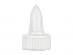 24-410 White Twist Open Ribbed Dispensing PP Plastic Bottle Cap with .050 in. Orifice