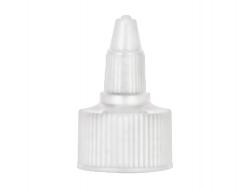 24-410 White Ribbed Twist Open Dispensing Bottle Cap- .118 Orifice-Gasket