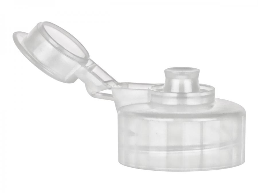 28-400 Natural Ribbed Dispensing Snap Top PP Plastic Bottle Cap-Captive Hinge-.120 in. Orif (Berry)