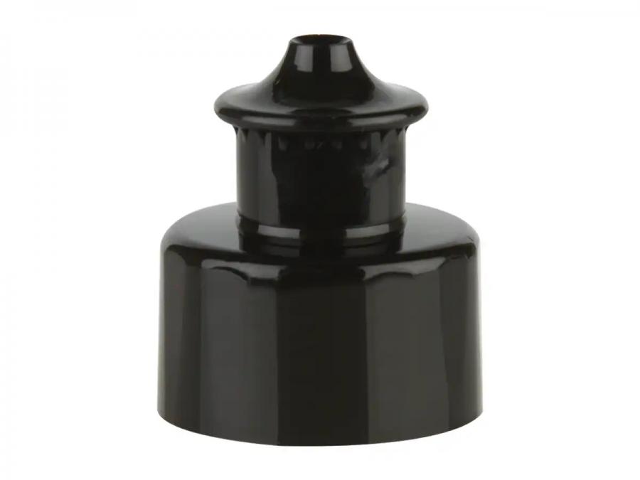 28-410 Black Faceted Dispensing PP Plastic Bottle Cap Push-Pull Style- .130 in. Orifice (MPCH)