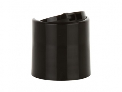 28-410 Black Smooth F Style Dispensing Disc-Top Bottle Cap w/ .336 in. Orifice (Seaquist)