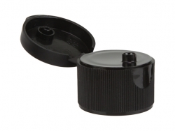 28-410 Black Ribbed Dispensing Snap-Top Bottle Cap w/ .250 in. Orifice (King)