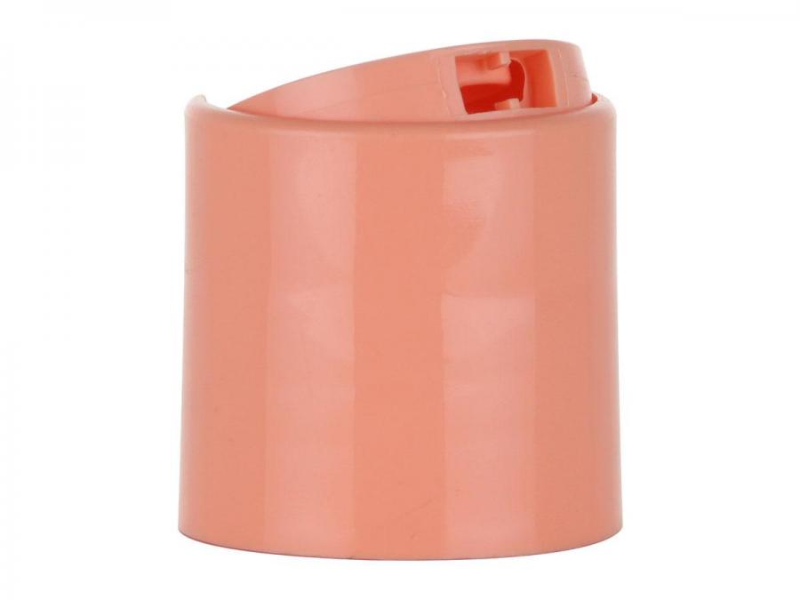 28-410 Peach Smooth Disc-Top Dispensing PP Plastic Bottle Cap-.322 in. Orifice