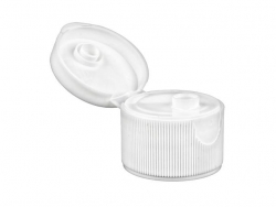 28-410 White Ribbed Dispensing Snap-Top Bottle Cap w/ .250 in. Orifice (King)