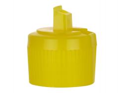 28-410 Yellow Turret Ribbed Dispensing PP Plastic Bottle Cap-.245 in. Orifice