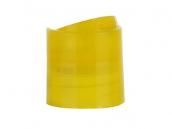 28-410 Yellow Translucent Dispensing Smooth Disc-Top Bottle Cap-.320 in. Orifice-HS Liner
