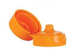 33-400 Orange Smooth Flip Top Dispensing Bottle Cap with .250 Orifice, Pour Spout & Valve Seal