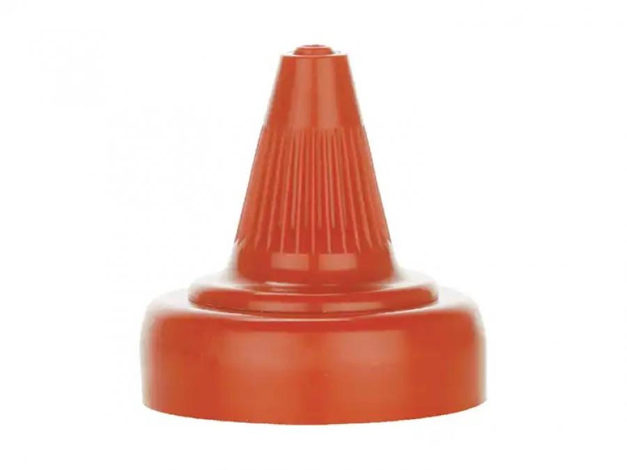 38-400 Orange Ribbed Twist Open Dispensing PP Plastic Bottle Cap-.200 in. Orif-HS Liner
