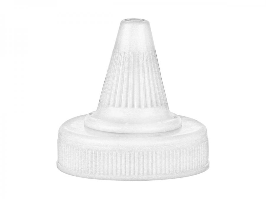 38-400 White Ribbed Twist Open Dispensing PP Plastic Bottle Cap-.181 in. Orifice