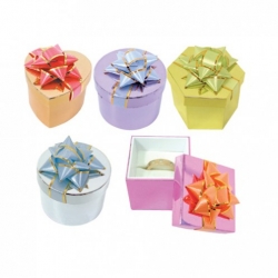 12 Shiny Metallic Paper Hat Boxes-12 Lids