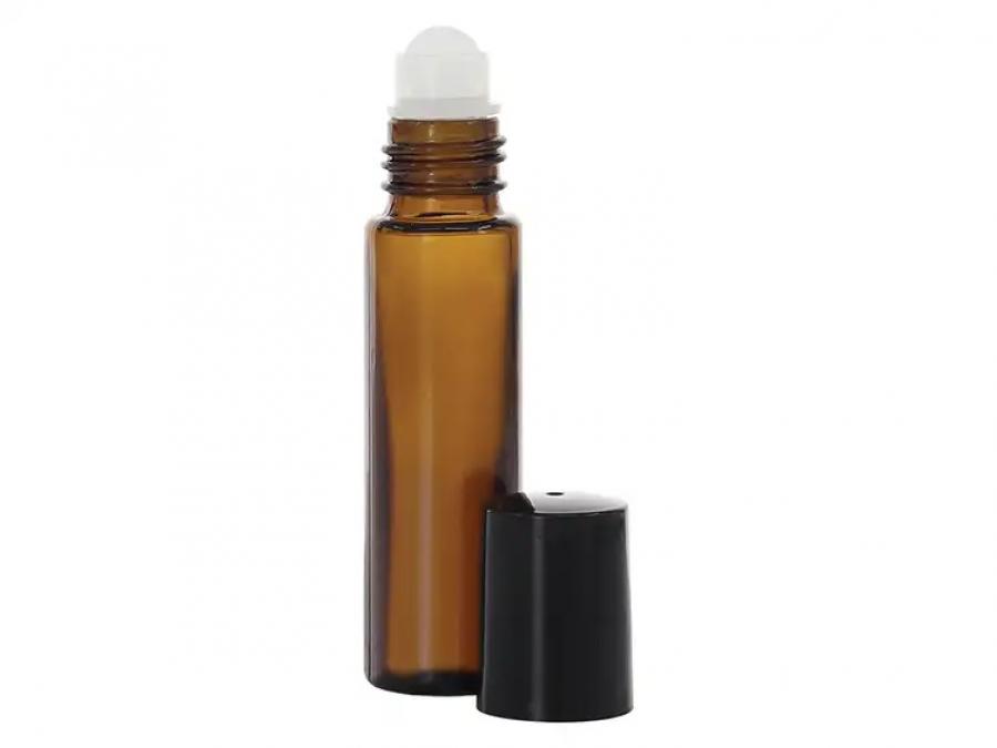 10 ML Amber 16MM  Cylinder Round Glass Roll-On Bottle-Cap-Ball-Fitment