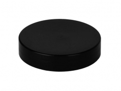 48-400 Black Flat Smooth Non Dispensing Plastic Linerless Jar Cap-INTRAPAC