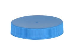 53-400 Blue Flat Ribbed PP Plastic Non Dispensing Jar Cap w/ Smooth Top & Liner-less