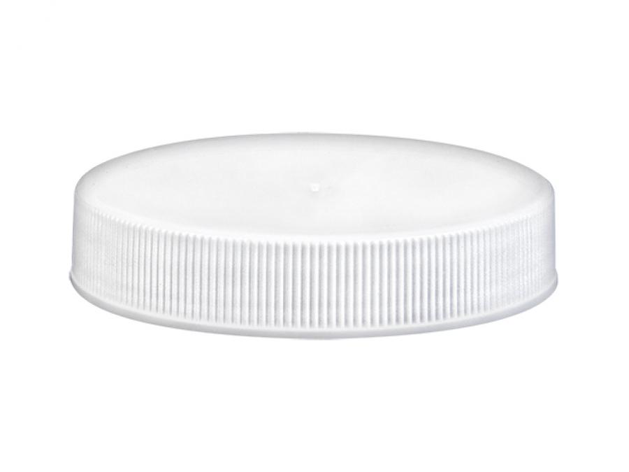 53-400 White Flat Ribbed PP Plastic CT Jar Cap-Smooth Top-F-217 Liner