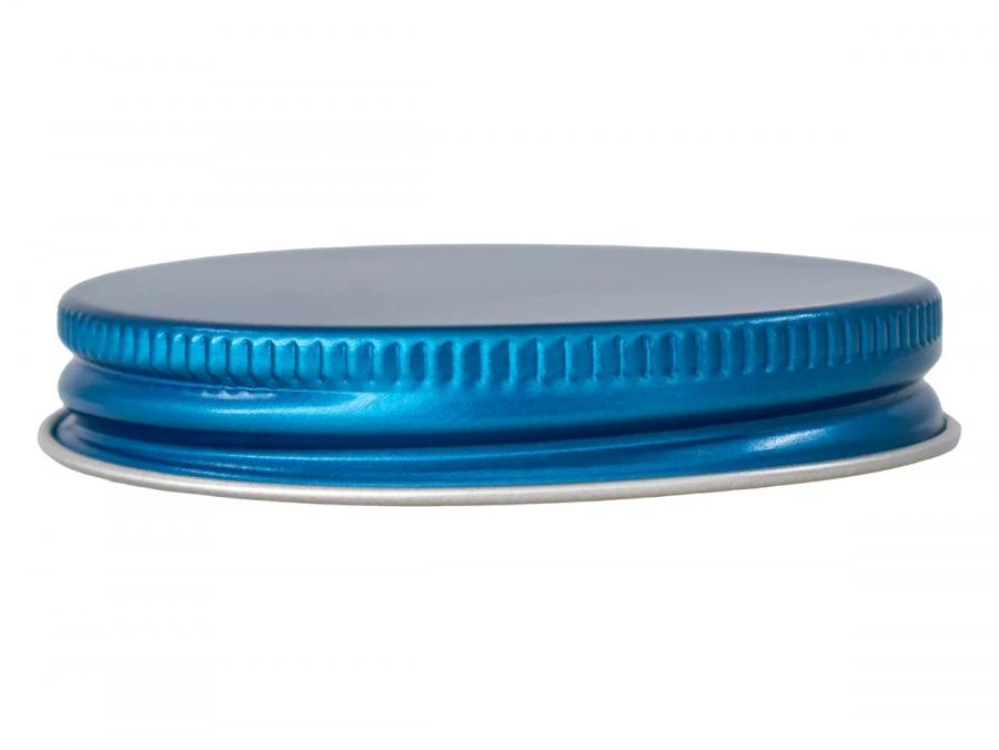 58-400 Blue Flat Aluminum Metal CT Jar Cap-Ribbed Neck-Liner