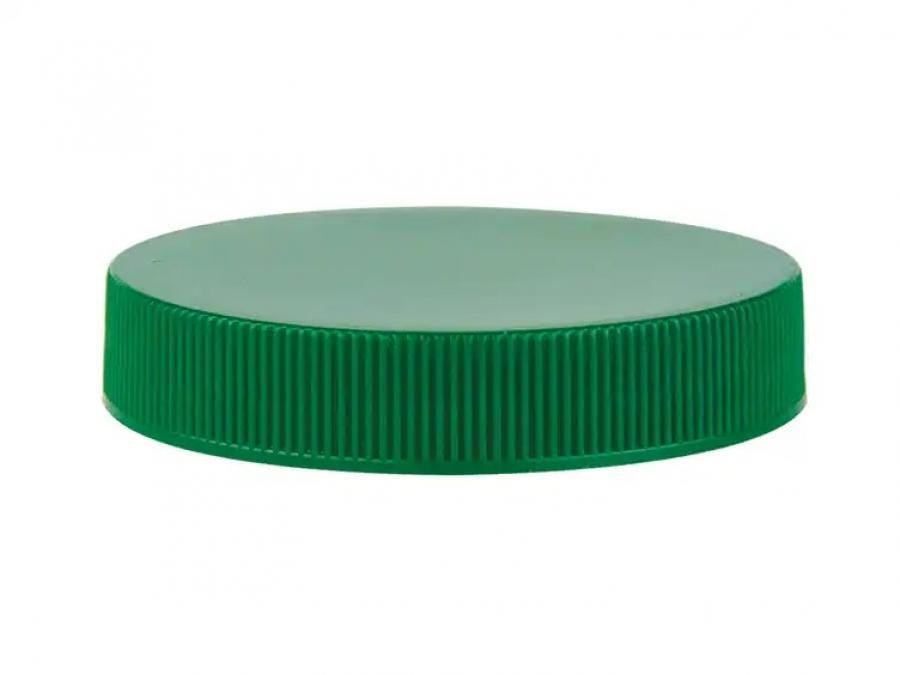 58-400 Green Ribbed Flat Matte Top PP Plastic CT Jar Cap-.020 in. Pulp-Wax-Liner