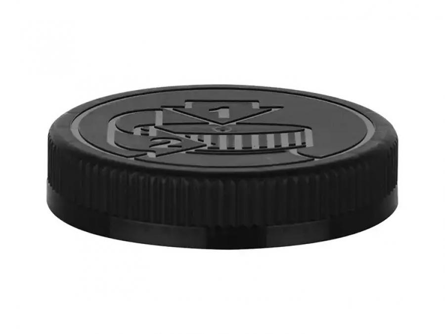 70-400 Black CRC Flat Ribbed PP Plastic Non Dispensing Jar Cap-Dual HS Liner-Opening Inst