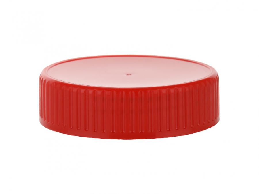70-450 Red Bold Ribbed Flat PP Plastic CT Jar Cap-Deep Skirt-HS liner