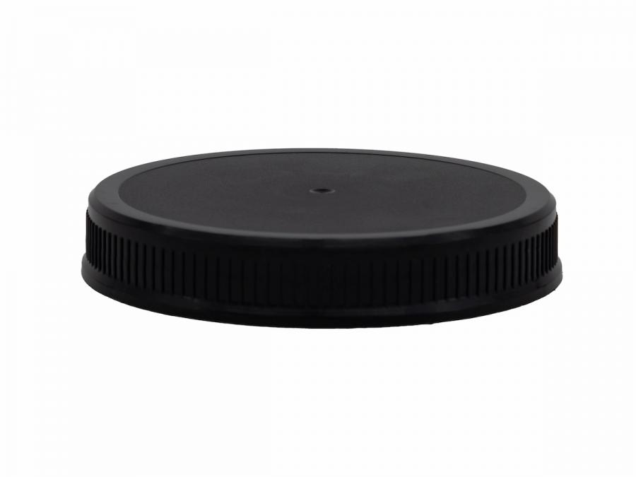 89-400 Black Flat CT Bold Ribbed PP Plastic Jar Cap-Matte Top-Vented HS Liner-Rieke