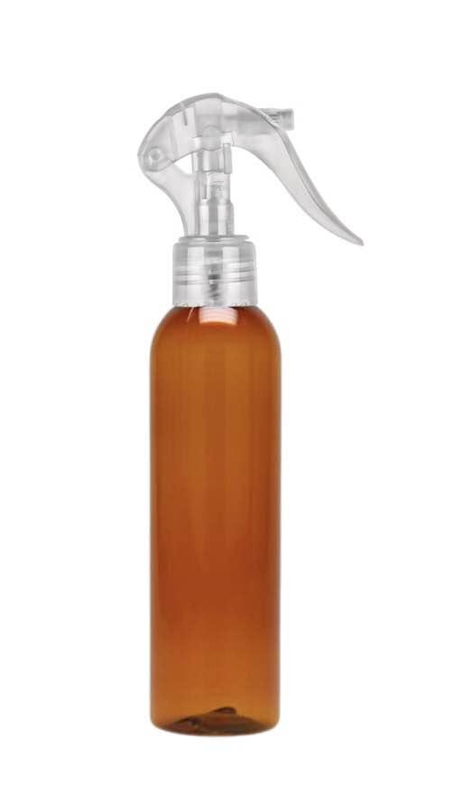 8 oz. Amber 24-410 PET (BPA Free) Semi-Translucent Bullet Round Plastic Bottle-Mini Trigger (King)