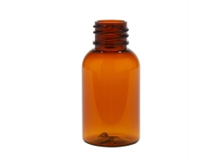 1 oz. Amber PET (BPA Free) 20-410 Semi-Translucent Plastic Boston Round Bottle