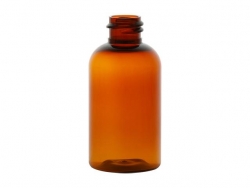 2 oz. Amber Translucent PET BPA Free 20-410 Plastic Boston Round Bottle