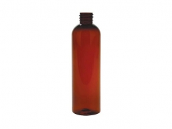 4 oz. Amber Dark 20-410 Semi-Translucent PET Plastic Round Bullet Bottle
